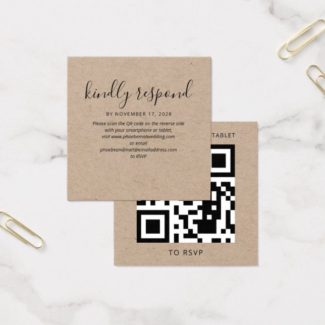 Carte de site Web de réponse QR Code pour mariage  (Bureau)