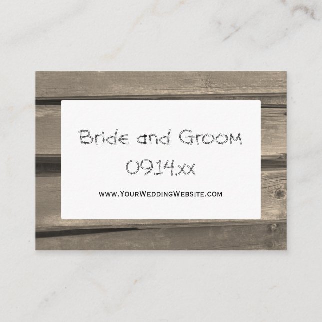 Carte de site Web Mariage de bois de la ferme (Devant)