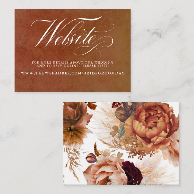 Carte de site Web Mariage de rouille et de terre c (Devant / Derrière)