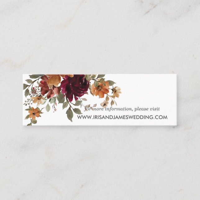 Carte de site Web Mariage Floral Burnt Orange (Devant)
