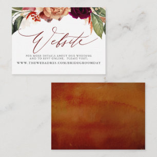 Carte de site Web Mariage Floral Orange Rouge Bour