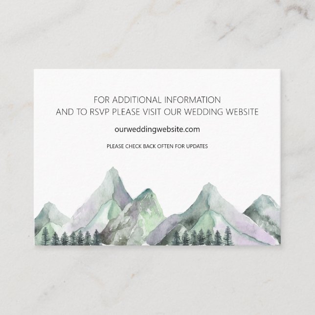 Carte de site Web Mariage Green Purple Mountains (Devant)