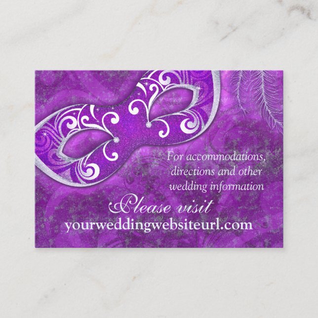 Carte de site Web Mariage Masquerade d'argent viol (Devant)