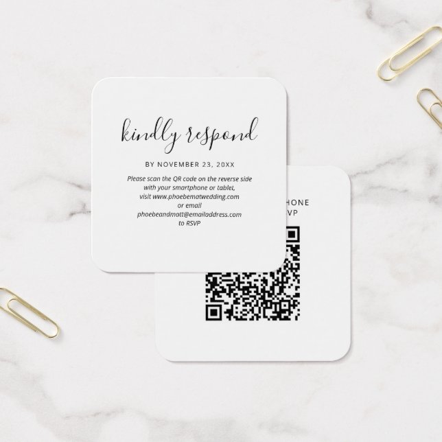 Carte de site web Mariage RSVP de code QR moderne (Bureau)