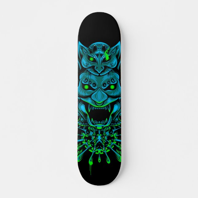 Carte de skateboard bleu Oni en japonais (Devant)