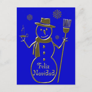 Carte de Snowman Spanish Merry Christmas Feliz Nav