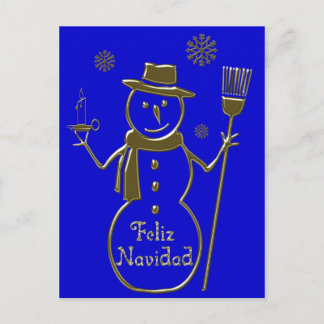 Carte de Snowman Spanish Merry Christmas Feliz Nav
