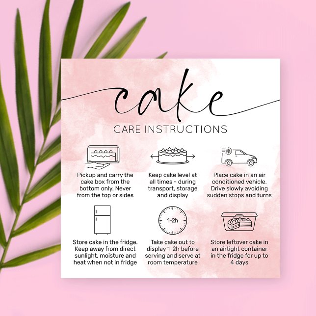 Carte de soin de gâteau rose esthétique Elégante a (Créateur téléchargé)