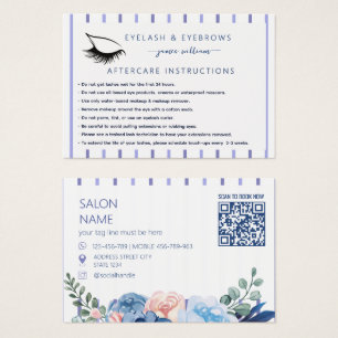 Carte de soins après traitement de salon de cils a