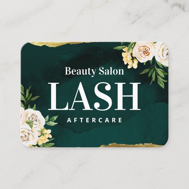 Carte de soins de luxe Green et Gold Lash (Devant)