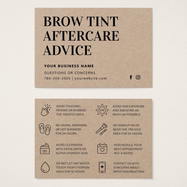 Carte de soins postérieurs Kraft Brow Tint Premium (Devant & derrière)
