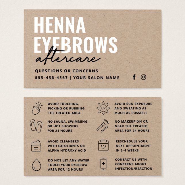 Carte de soins postérieurs Kraft Natural Henna Bro (Devant & derrière)