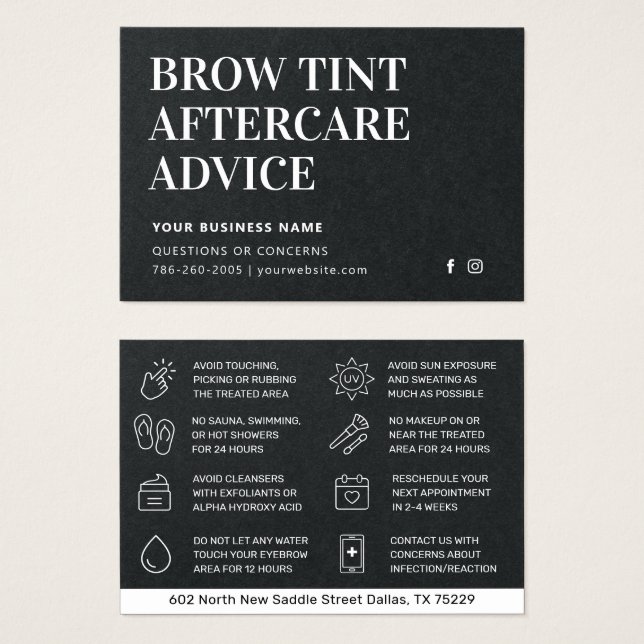 Carte de soins postérieurs Premium Black Brow Tint (Devant & derrière)