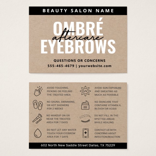 Carte de soins postérieurs Premium Kraft Ombre Pow (Devant & derrière)