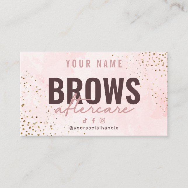 Carte de soins postérieurs Rose Rose Gold Brows (Devant)