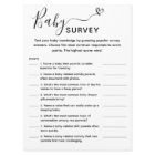 Carte de sondage baby shower Game Trivia