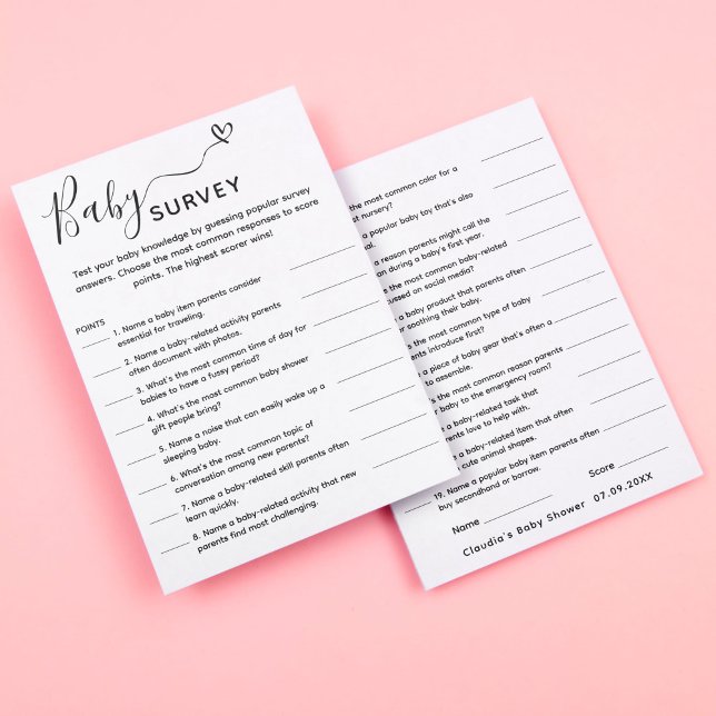 Carte de sondage baby shower Game Trivia (Créateur téléchargé)