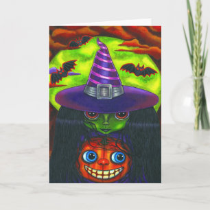 Carte de sorcière Citrouille Halloween