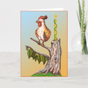 Carte de souche de coq et d'arbre à bougies à l'he