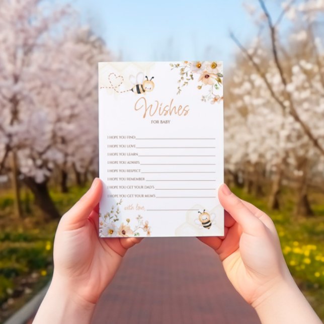 Carte de souhaits de Baby shower d'abeille au miel (Créateur téléchargé)