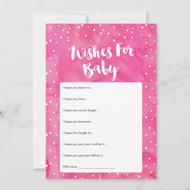 Carte de souhaits de Baby shower d'aquarelle rose  (Devant)