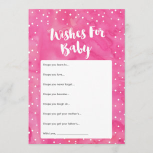 Carte de souhaits de Baby shower d'aquarelle rose 