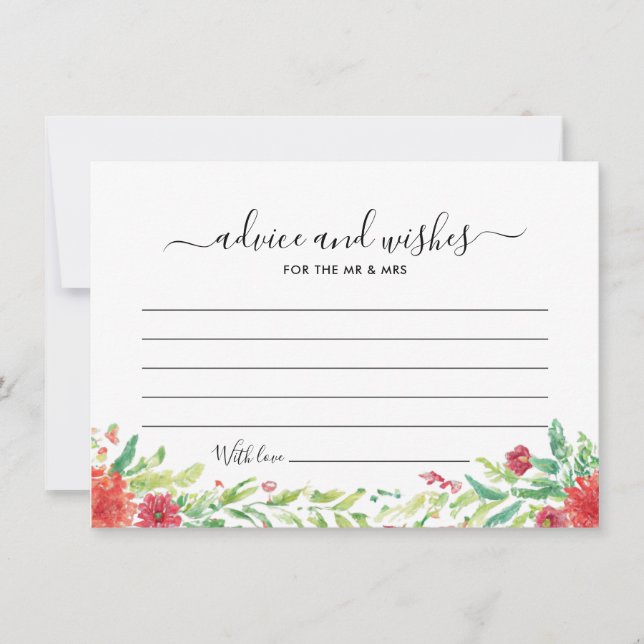 Carte de souhaits de Mariage floral rouge vierge (Devant)