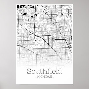 Carte de Southfield - Michigan - Poster de carte d