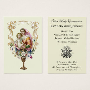 Carte de souvenir de première communion catholique