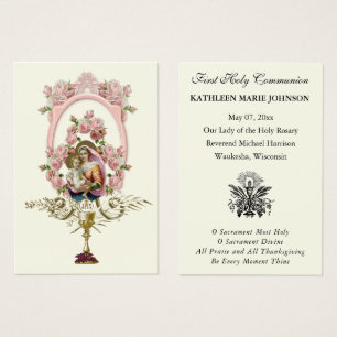 Carte de souvenir de première communion catholique