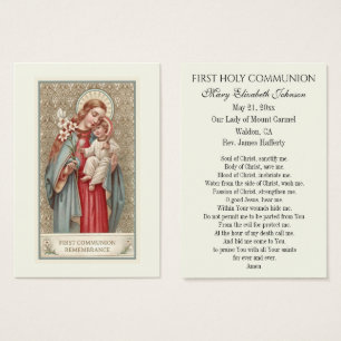 Carte de souvenir de première communion catholique