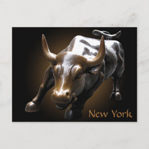 Carte de souvenir New York Postcard Bull Statue NY