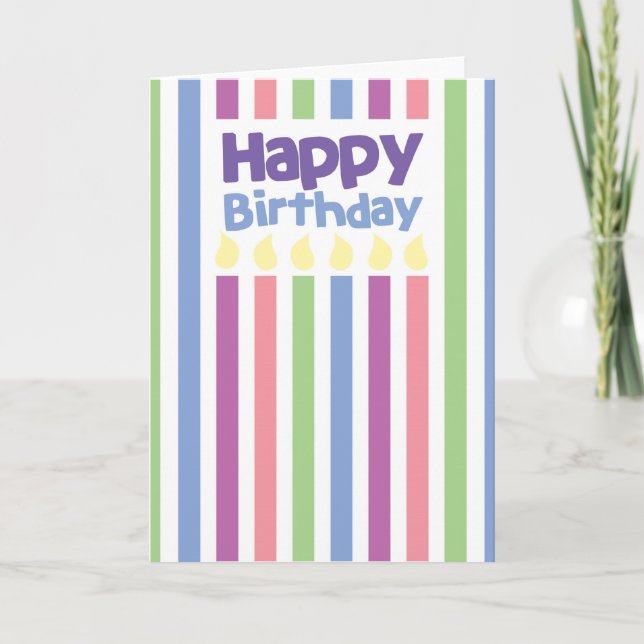 Carte de stripey de joyeux anniversaire (Devant)
