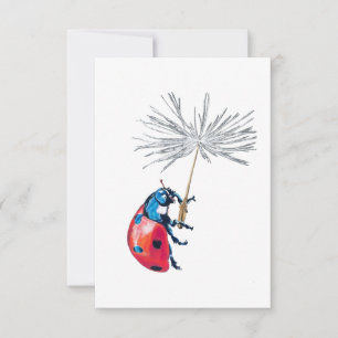 Carte de style de carte postale Ladybug & Dandelio