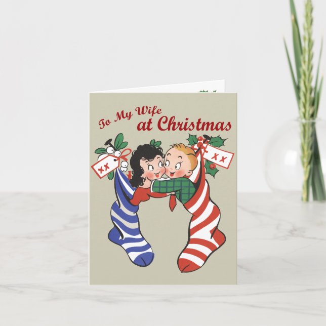 Carte de style rétro "À la femme à Noël" (Devant)