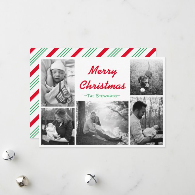 Carte de sucre de canne de Noël (Devant/Arrière en situation)