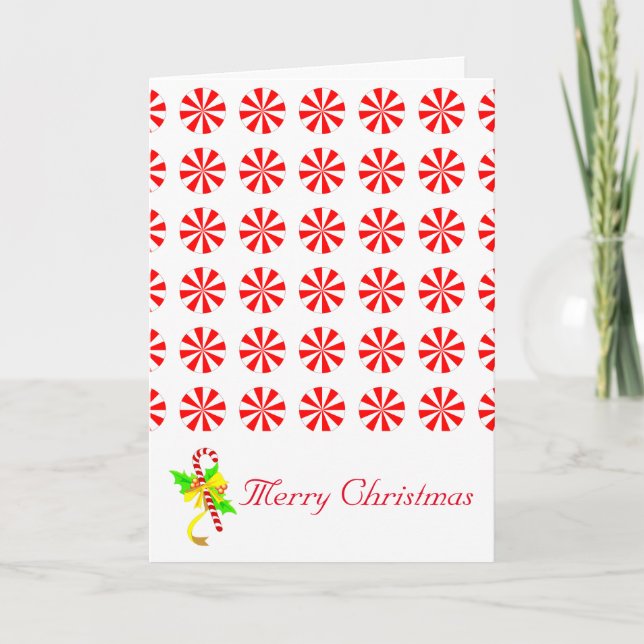 Carte de sucrerie de menthe poivrée de Joyeux Noël (Devant)