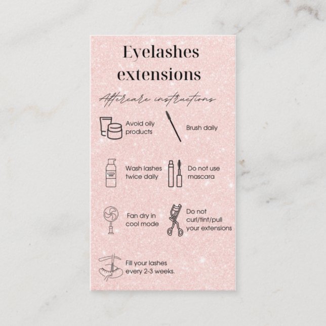 Carte de suivi Eyelash extensions (Devant)
