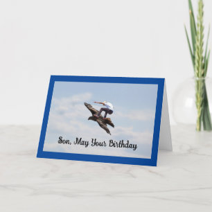 Carte de surf d'oiseaux d'anniversaire Son