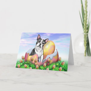 Carte de surprise de Boston Terrier Pâques
