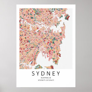 Carte de Sydney Australie Poster   Art mural de vi