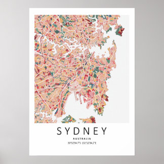 Carte de Sydney Australie Poster | Art mural de vi