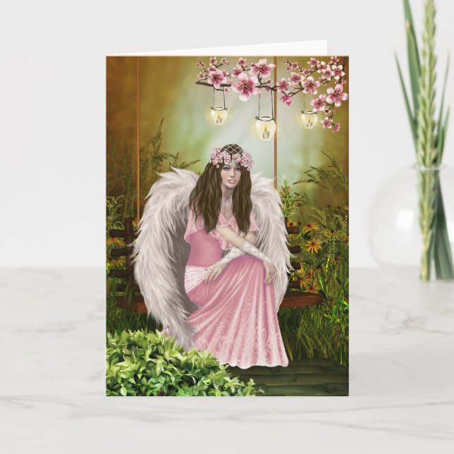 Carte de Sympathie Angel rose (Devant)