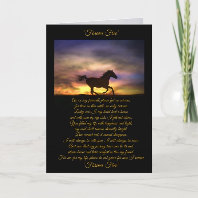 Carte de sympathie Cheval avec Poème original, Per (Devant)