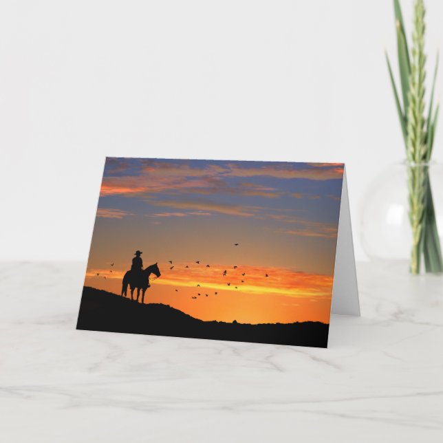 Carte de sympathie Cheval Cowboy (Devant)