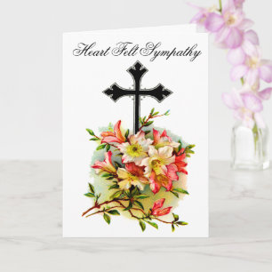 Carte de Sympathie croix de Fleur Noire 17