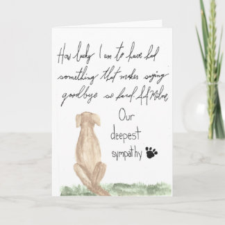 Carte de sympathie de chien, perte de animal