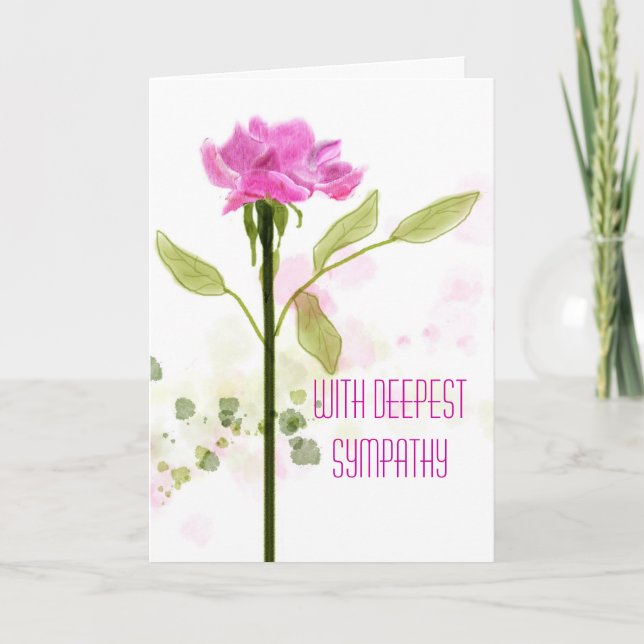 Carte de sympathie de rose de rose d'aquarelle (Devant)