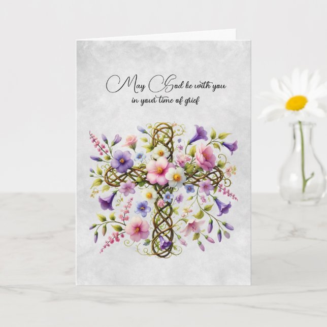 Carte de Sympathie Florale de couleur rose et viol (Petite plante)