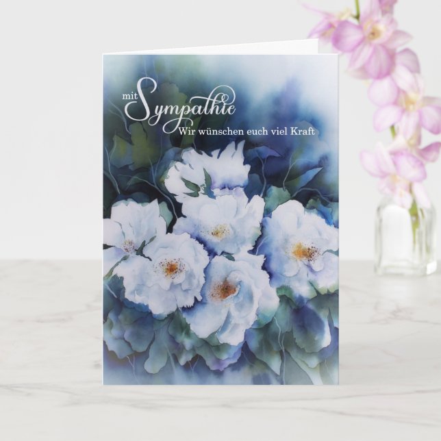 Carte de Sympathie florale en aquarelle bleue ALLE (Orchidée)